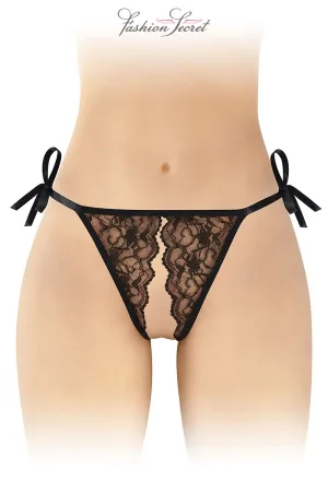 String noir ouvert à nouer Stella - Fashion Secret