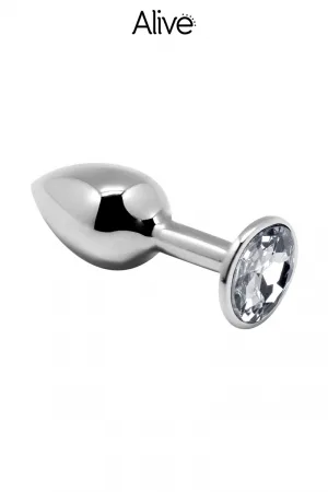 Plug métal bijou transparent L - Alive