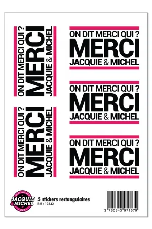 5 stickers J&M blanc logo rectangle