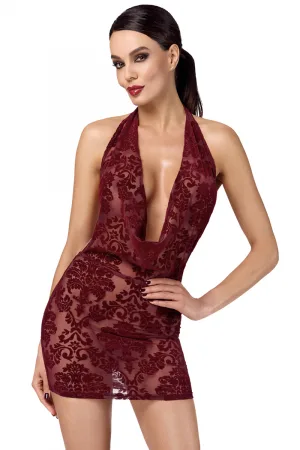 Mini robe dos nu en tulle floqué Kink Royal F385 - Noir Handmade