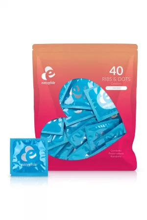 40 préservatifs Ribs and Dots - EasyGlide