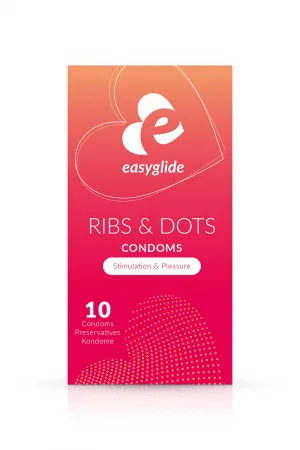 10 préservatifs Ribs and Dots - EasyGlide