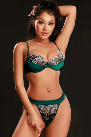 Ensemble soutien-gorge et string vert - J Lingerie
