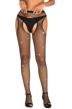 Collants ouverts strass noir - J Lingerie