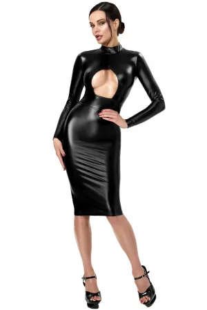 Robe mi-longue Dark Affair F401 - Noir Handmade
